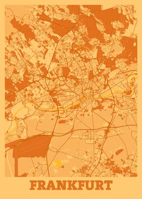 Frankfurt Sunset City Map