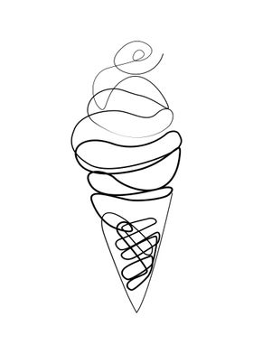 Ice Cream One line art