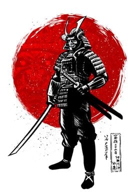 Samurai with two katanas