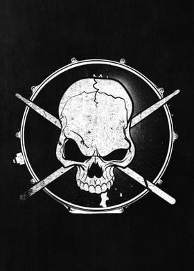 Rock Music Drummer Skull