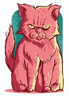 CUTE CAT GRUMPY PINK