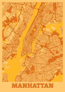 Manhattan Sunset City Map