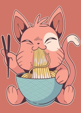 CUTE CAT EATING RAMEN