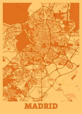 Madrid Sunset City Map