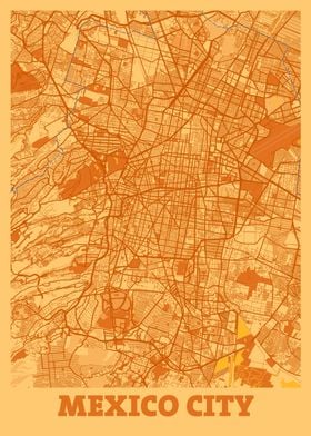 Mexico City Sunset Map