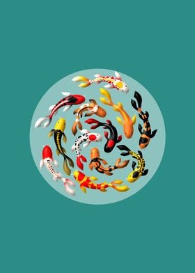 Koi fish with turquoise