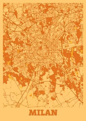 Milan Sunset City Map