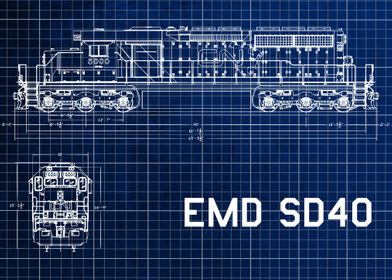 Blueprint of EMD SD40 