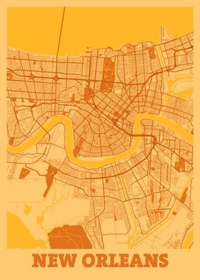 New Orleans Sunset Map