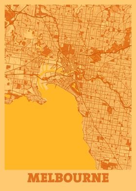 Melbourne Sunset City Map