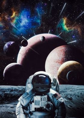 Astronaut a lot of Planets