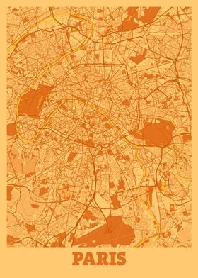 Paris Sunset City Map