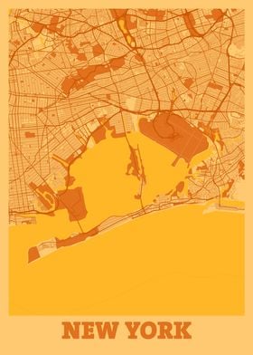 New York Sunset City Map