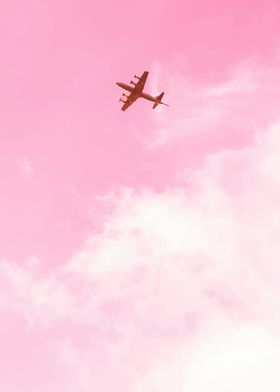 Pink sky and plane