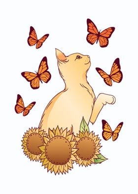 CUTE CAT SUNFLOWERS 