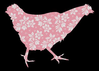 Chicken Pink Flower Patter