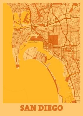 San Diego Sunset City Map