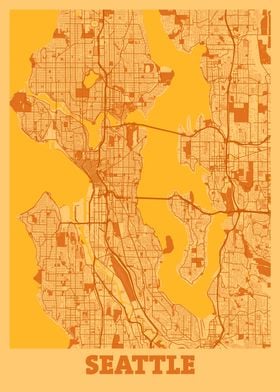 Seattle Sunset City Map