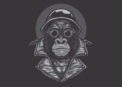 Gorilla biker detailed art