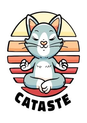 CUTE CAT NAMASTE RETRO