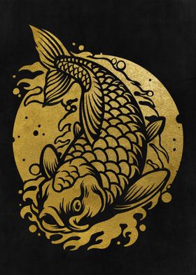 Golden Koi Fish Japanese