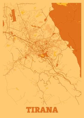 Tirana Sunset City Map