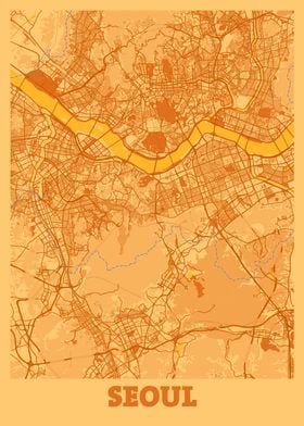 Seoul Sunset City Map