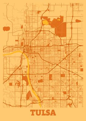 Tulsa Sunset City Map