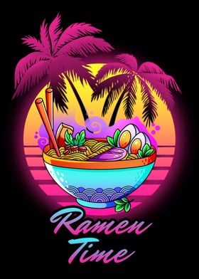 Synthwave Ramen Time Retro