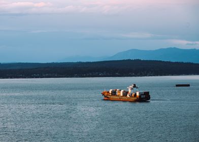 Cargo Ship in Harbor