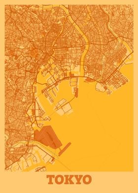 Tokyo Sunset City Map