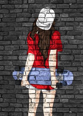 Skater Girl Graffiti Art