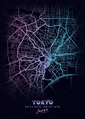 Tokyo Blue Pink Map