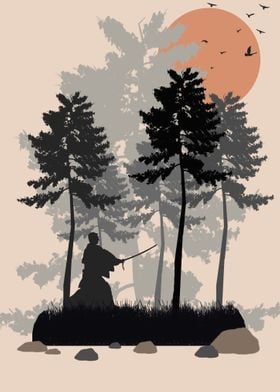 samurai in forest