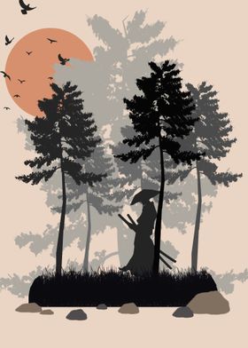 samurai in forest