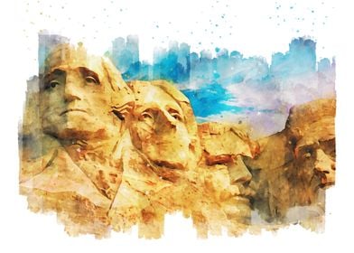 Mount Rushmore Watercolor 