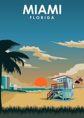 Miami Flordia Travel Print