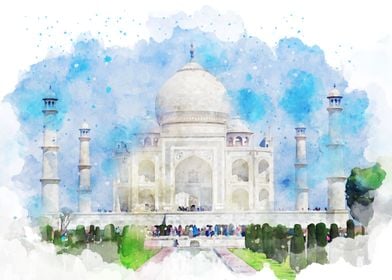 Taj Mahal Watercolor