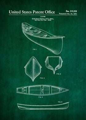 11 Canoe Patent Print