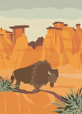Bison in the Badlands