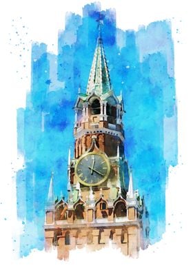 Moscow Kremlin Watercolor