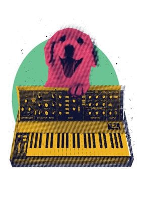 CUTE DOG PLAYING KEYBOARD