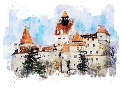 Bran Castle Watercolor