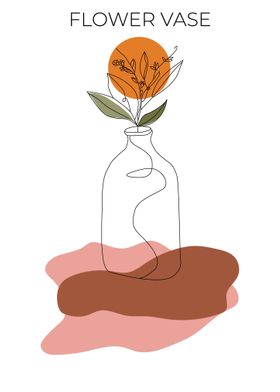 One line art flower vase
