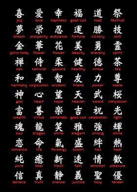 Poster Love Japonês Kanji Symbol