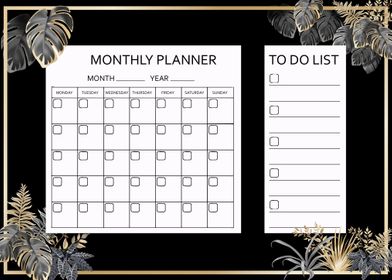Monthly planner art deco