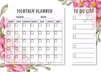Monthly planner flowers