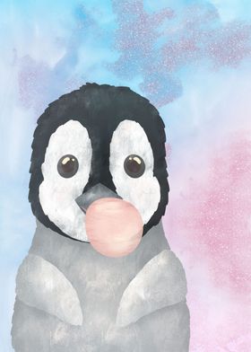 'Dreamy Penguin bubble gum' Poster by XandYart | Displate