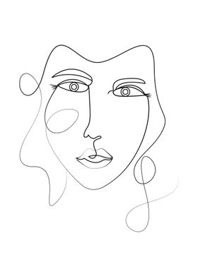 One Line Art face woman
