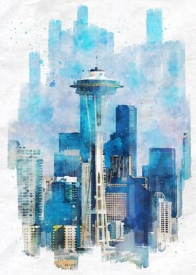 Space Needle Watercolor